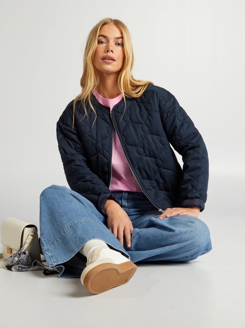 Blouson matelassé fantaisie bleu marine - Kiabi