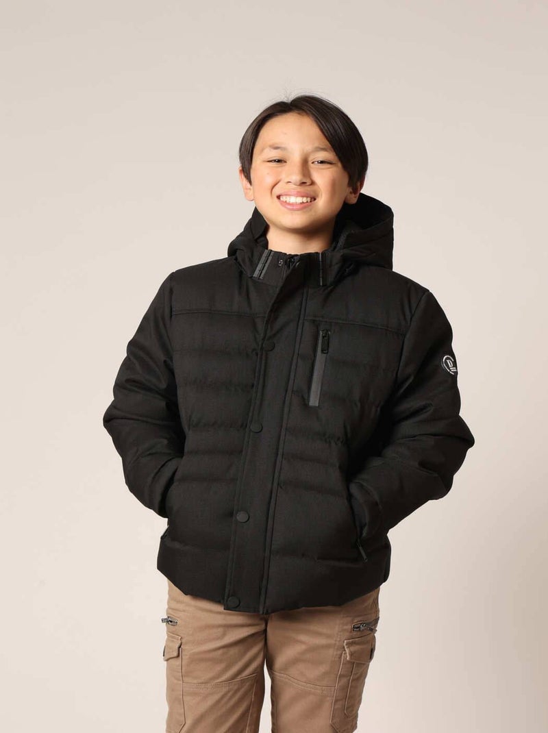 Blouson matelassé garçon avec capuche et poches zippées 'Deeluxe' Noir - Kiabi