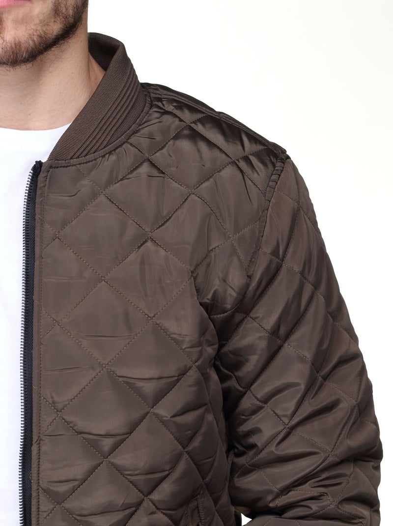 Blouson matelassé Marron - Kiabi