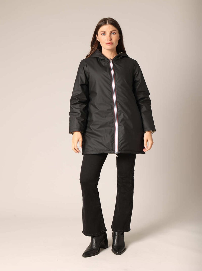 Blouson mi-long réversible
 'Deeluxe' Noir - Kiabi