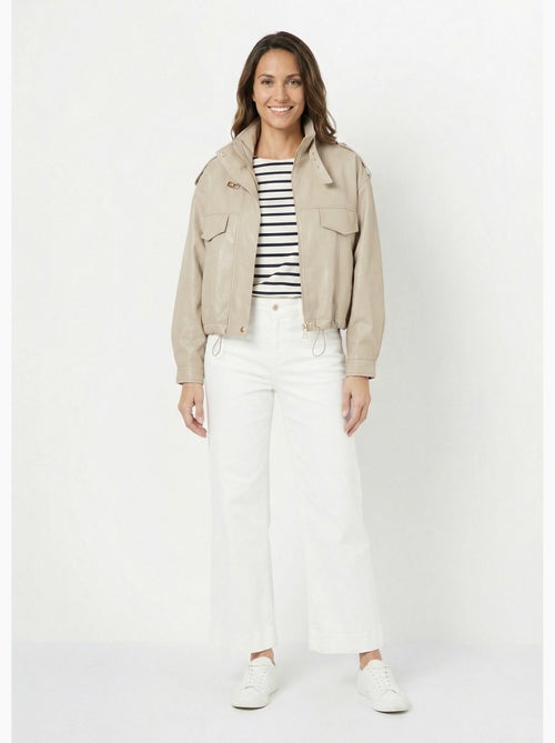 Blouson motard en simili cuir pastel - AFIBEL - Kiabi