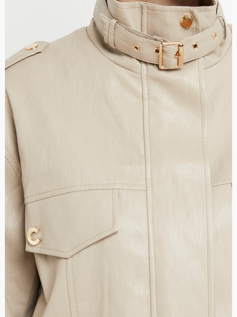 Blouson motard en simili cuir pastel - AFIBEL Beige - Kiabi