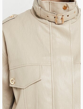 Blouson motard en simili cuir pastel