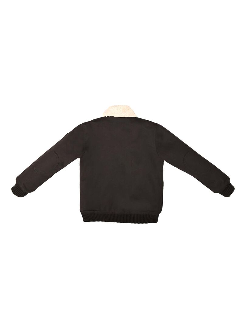 Blouson Noir Garçon  Doublure Col en Fausse Fourrure  TOP GUN - 'LA FAUTE A VOLTAIRE' Noir Blanc - Kiabi