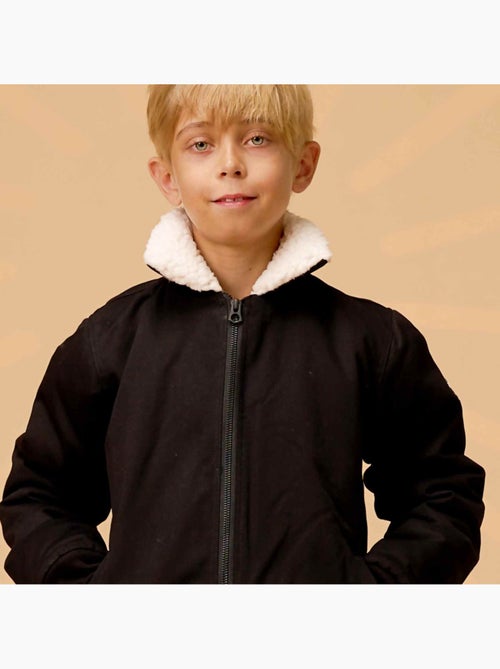 Blouson Noir Garçon  Doublure Col en Fausse Fourrure  TOP GUN - La Faute à Voltaire - Kiabi