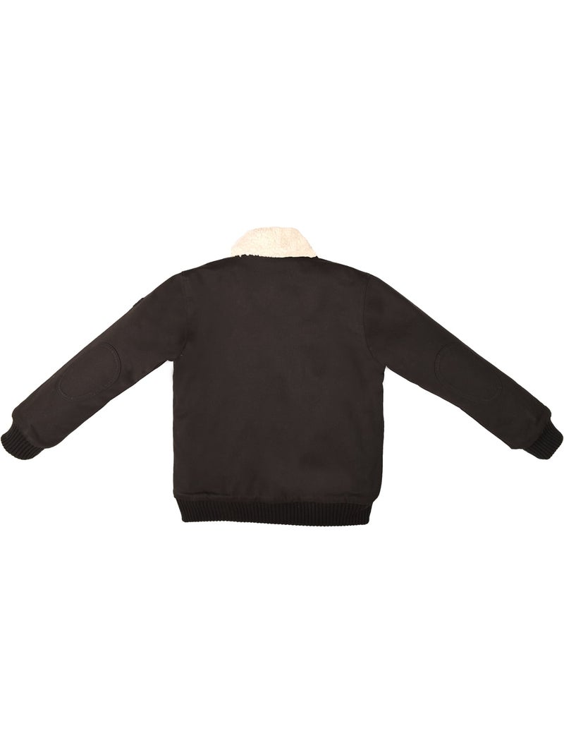 Blouson Noir Garçon  Doublure Col en Fausse Fourrure  TOP GUN - La Faute à Voltaire Noir Blanc - Kiabi