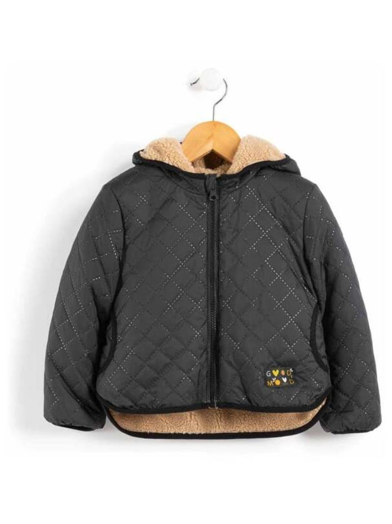 Blouson noir réversible Fille avec capuche Noir - Kiabi