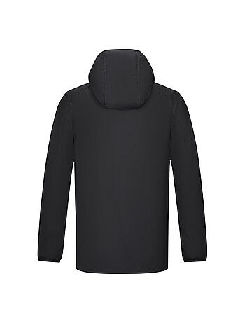 Blouson noir uni style K-way imperméable à capuche avec une coupe droite