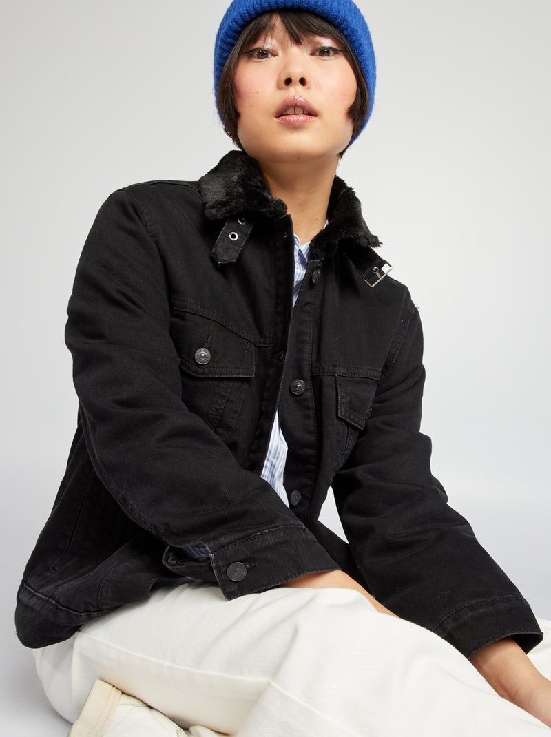 Blouson over size en jean Noir - Kiabi