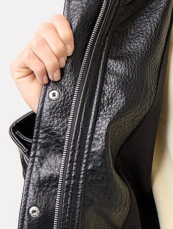 Blouson oversize en simili à col montant
