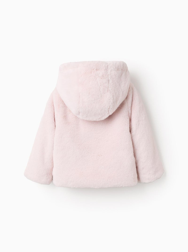 Blouson Pelucheux avec Capuche Rose clair - Kiabi