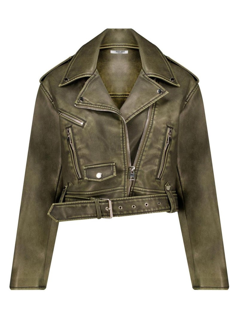 Blouson perfecto en simili cuir 'Deeluxe' Kaki - Kiabi