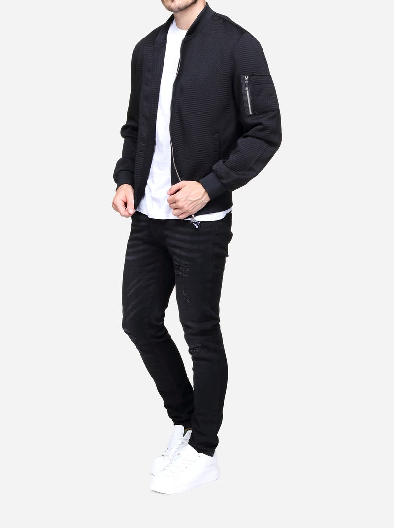 Blouson piqué uni - Frilivin Noir - Kiabi