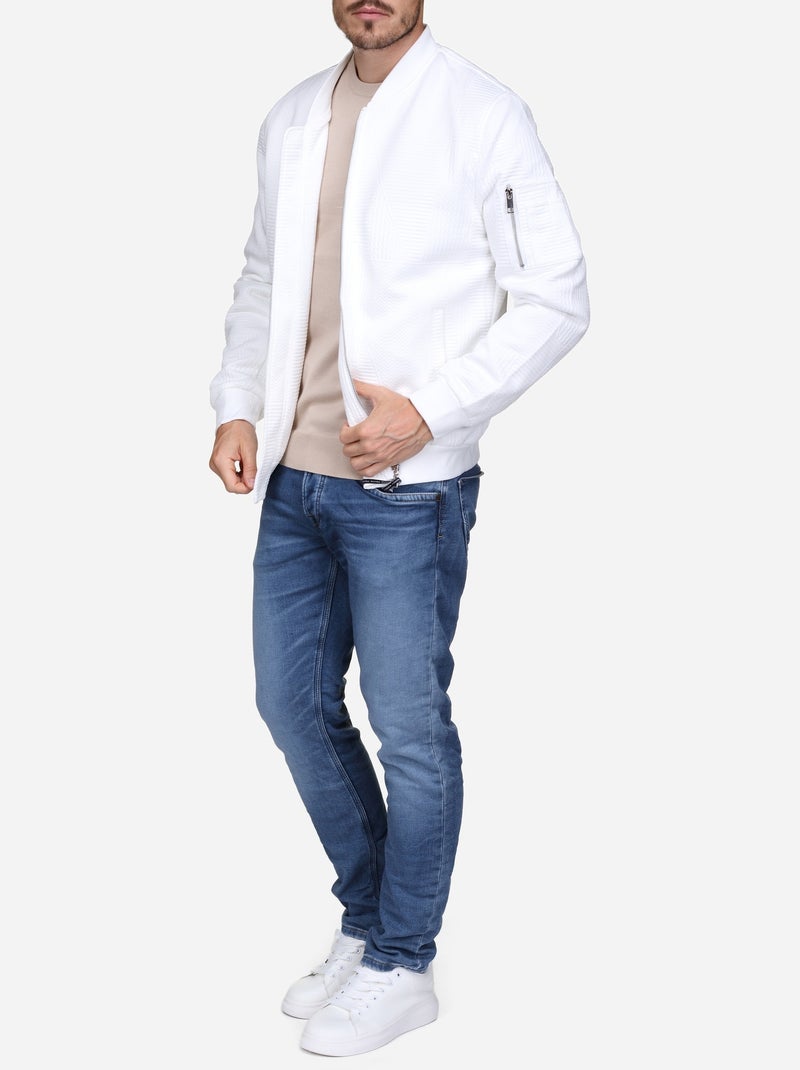 Blouson piqué uni Blanc - Kiabi