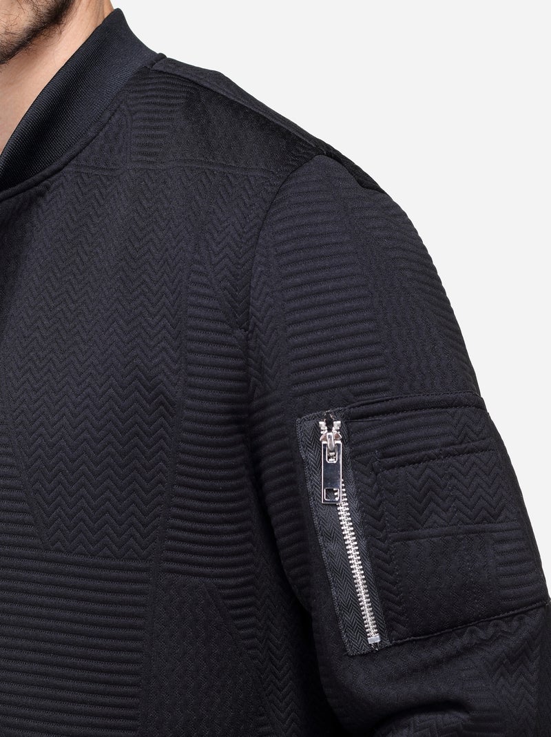 Blouson piqué uni Noir - Kiabi
