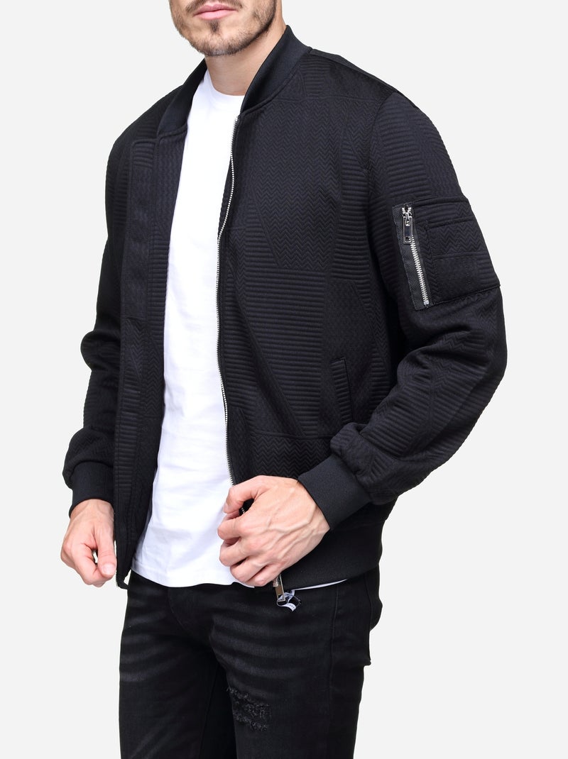 Blouson piqué uni Noir - Kiabi