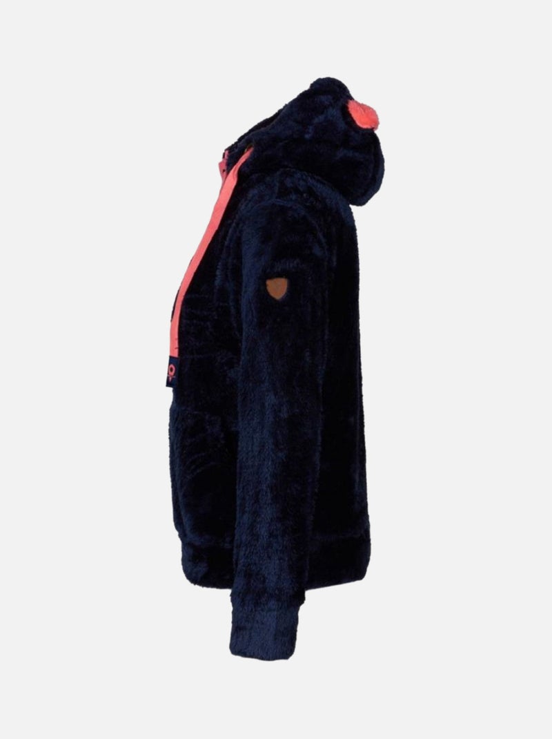 Blouson polaire à capuche   ARELI - DEGRE CELSIUS Bleu marine - Kiabi