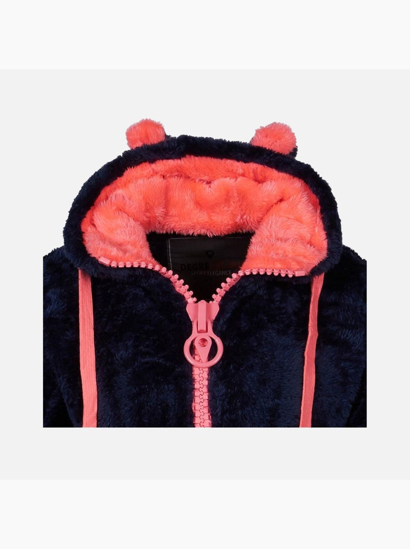 Blouson polaire à capuche   ARELI - DEGRE CELSIUS Bleu marine - Kiabi