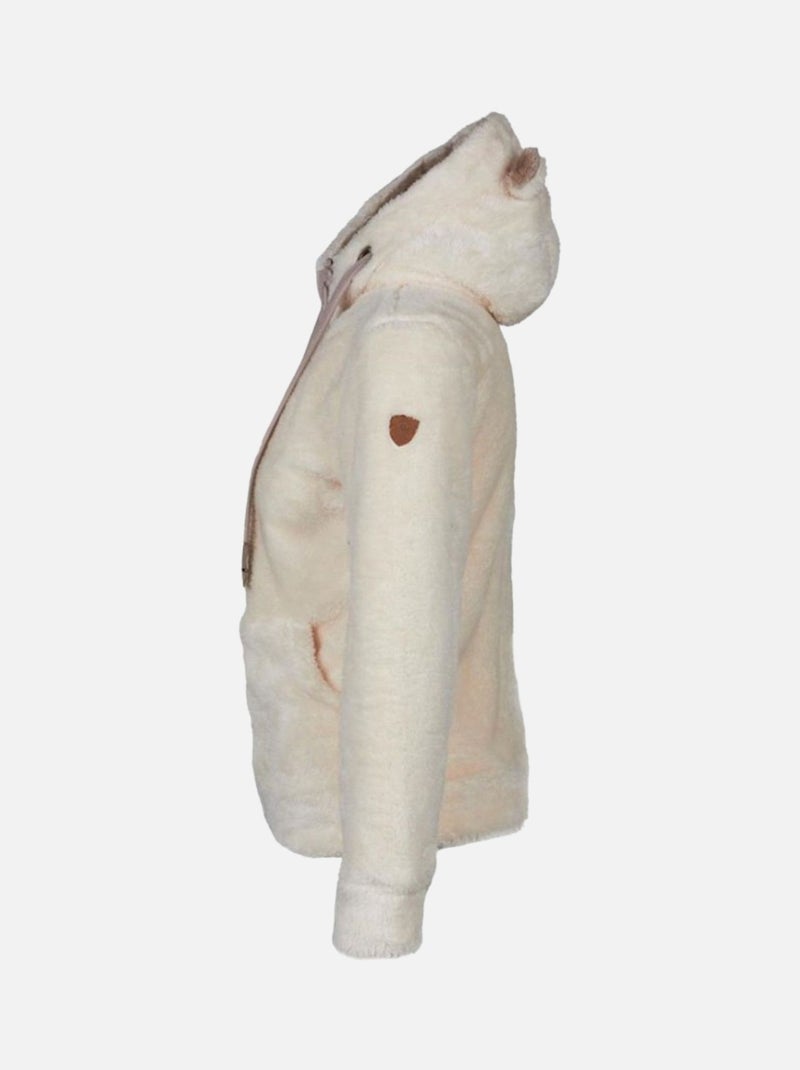 Blouson polaire à capuche   ARELI - DEGRE CELSIUS Ecru - Kiabi