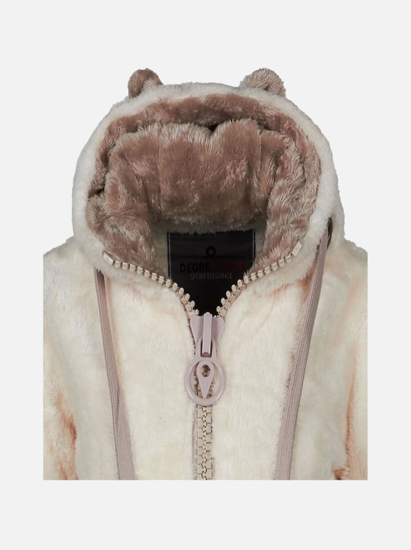 Blouson polaire à capuche   ARELI - DEGRE CELSIUS Ecru - Kiabi