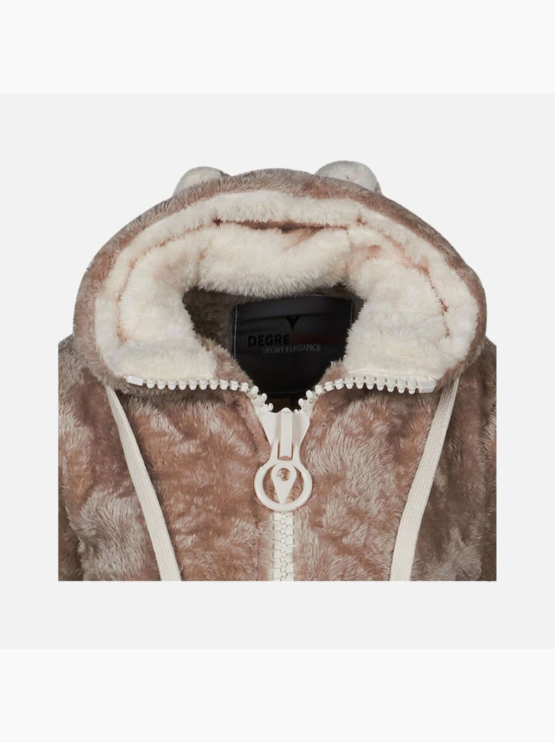 Blouson polaire à capuche   ARELI - DEGRE CELSIUS Gris taupe - Kiabi