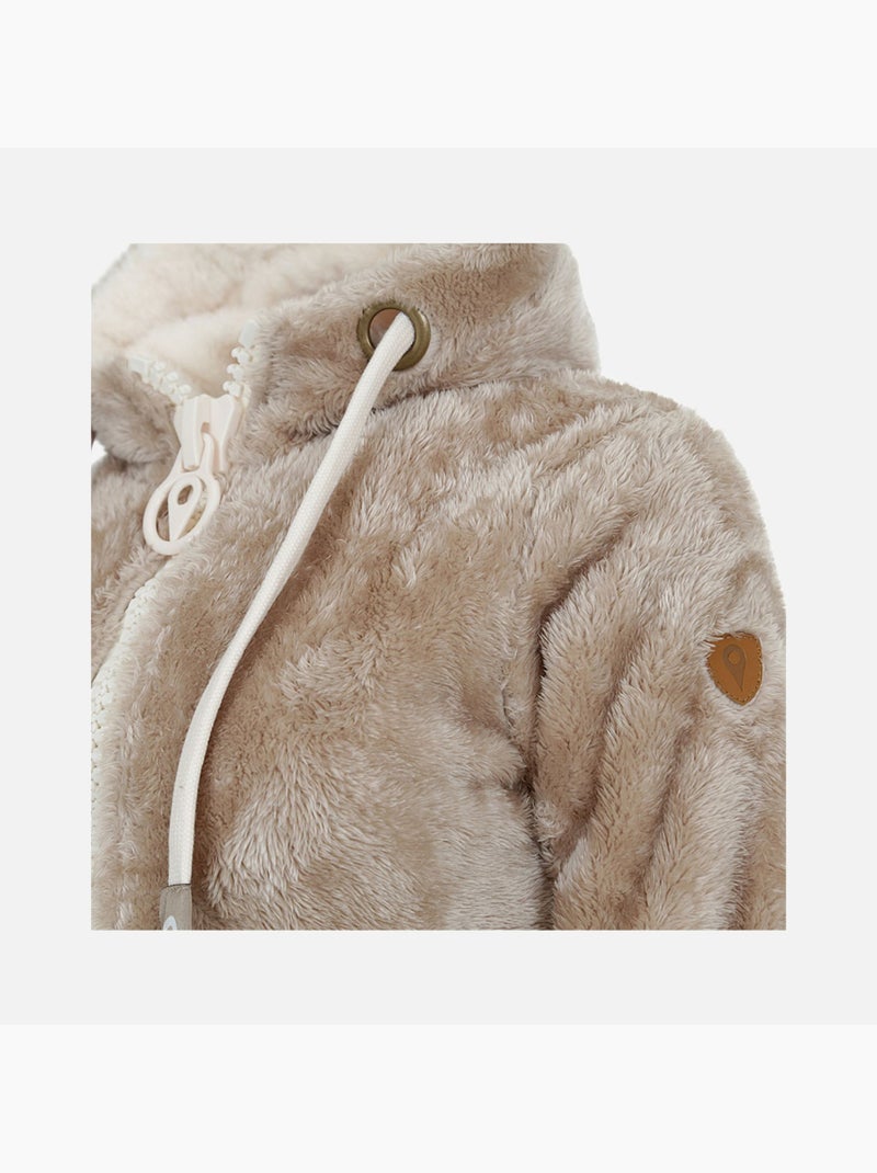 Blouson polaire à capuche   ARELI - DEGRE CELSIUS Gris taupe - Kiabi