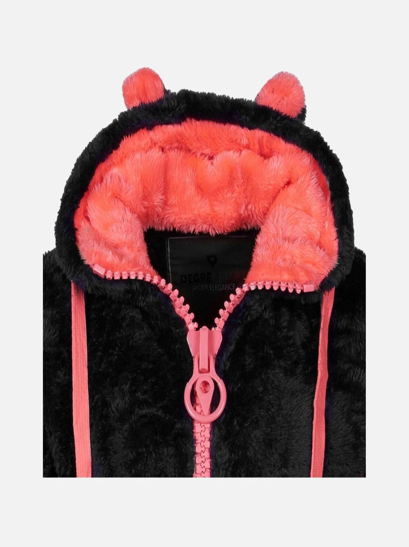 Blouson polaire à capuche   ARELI - DEGRE CELSIUS Noir Noir - Kiabi