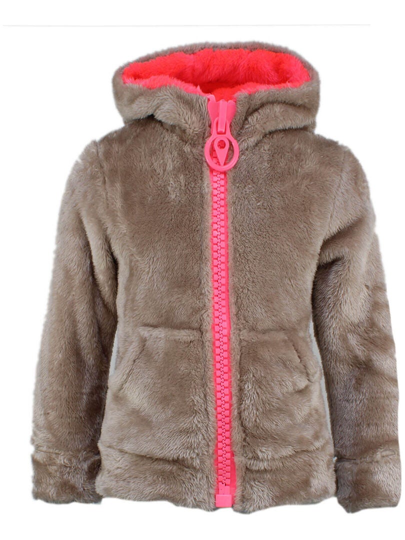 Blouson polaire à capuche fille FARELI - DEGRE CELSIUS Gris taupe - Kiabi