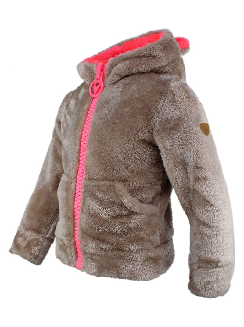 Blouson polaire à capuche fille FARELI - DEGRE CELSIUS Gris taupe - Kiabi