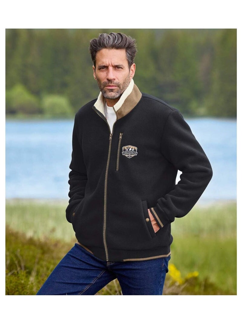 Blouson Polaire Doublé Sherpa   - ATLAS FOR MEN Noir - Kiabi