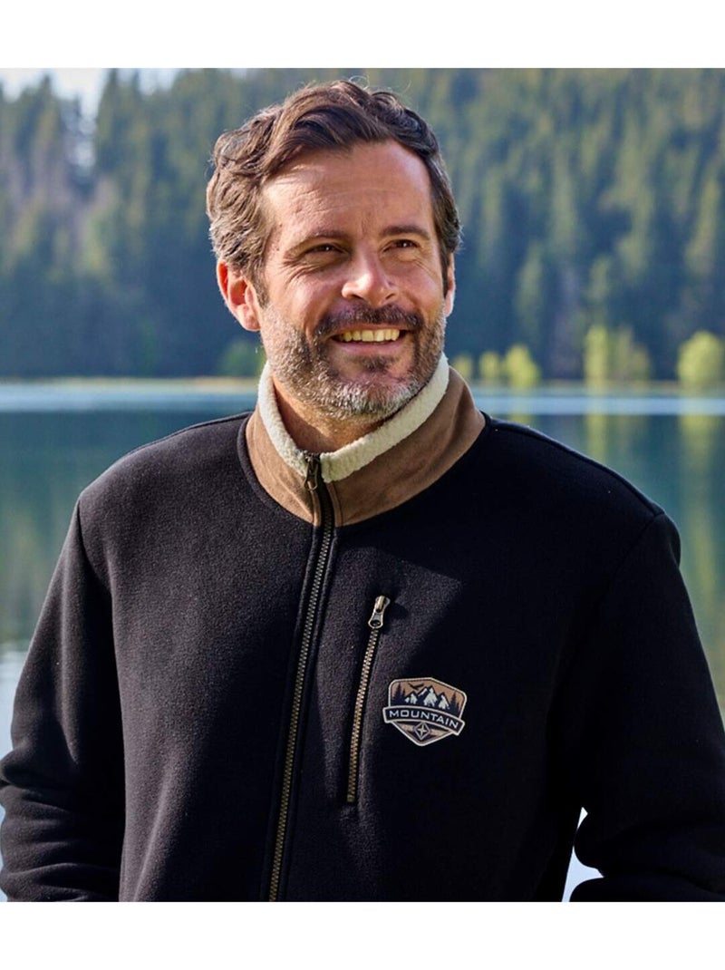 Blouson Polaire Doublé Sherpa   - ATLAS FOR MEN Noir - Kiabi