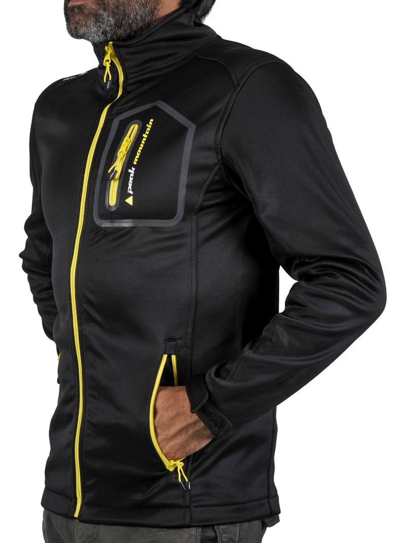 Blouson polar shell   CRISTOM - PEAK MOUNTAIN Noir Jaune - Kiabi