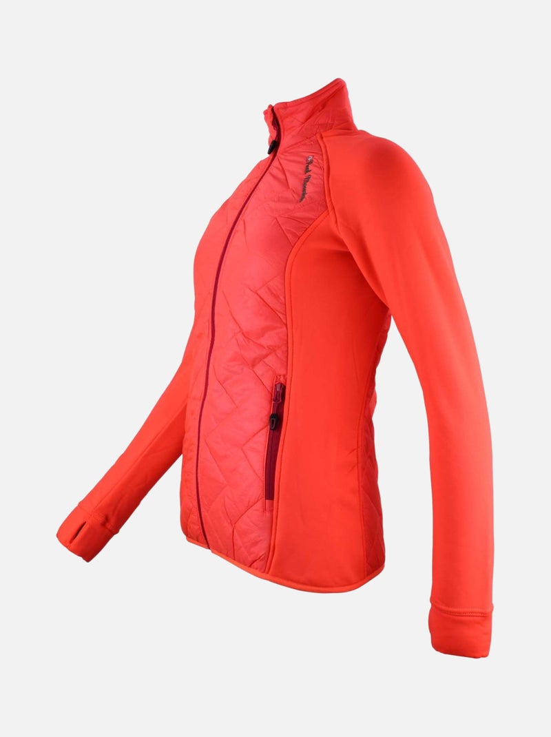 Blouson polarshell bimatière   ACER - PEAK MOUNTAIN Orange corail - Kiabi