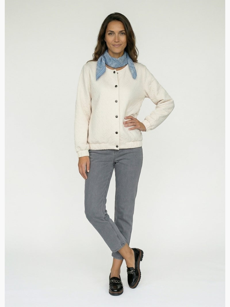Blouson pressionné effet matelassé - Afibel Ecru - Kiabi
