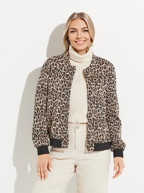 Blouson pressionné imprimé peau de bête esprit bomber - Kiabi