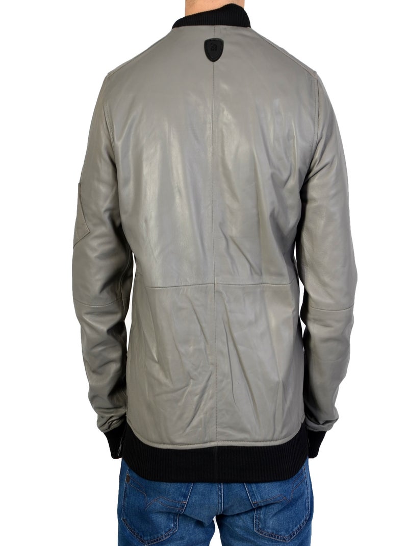 Blouson Redskins Cuir Costa Palerme Gris - Kiabi