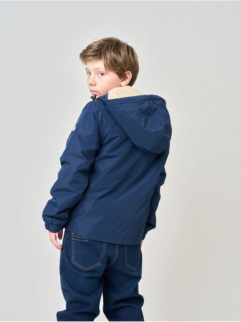 Blouson regular garçon doublé en sherpa 'deeluxe' Bleu foncé - Kiabi