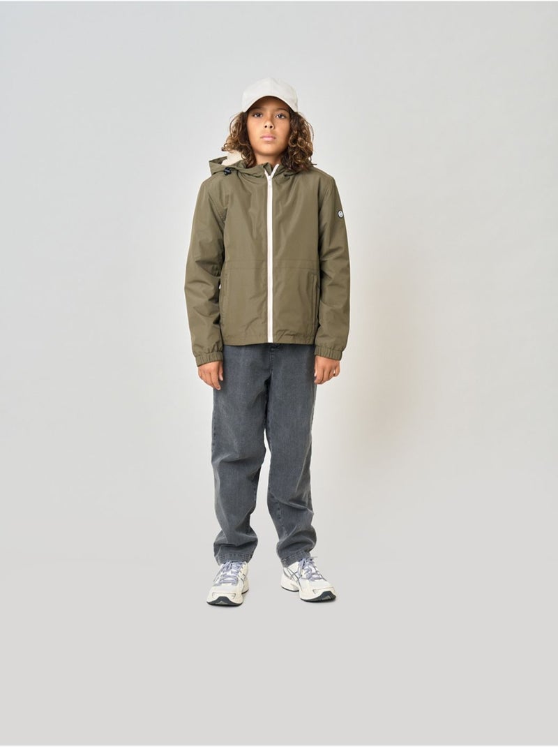 Blouson regular garçon doublé en sherpa 'deeluxe' Vert foncé - Kiabi