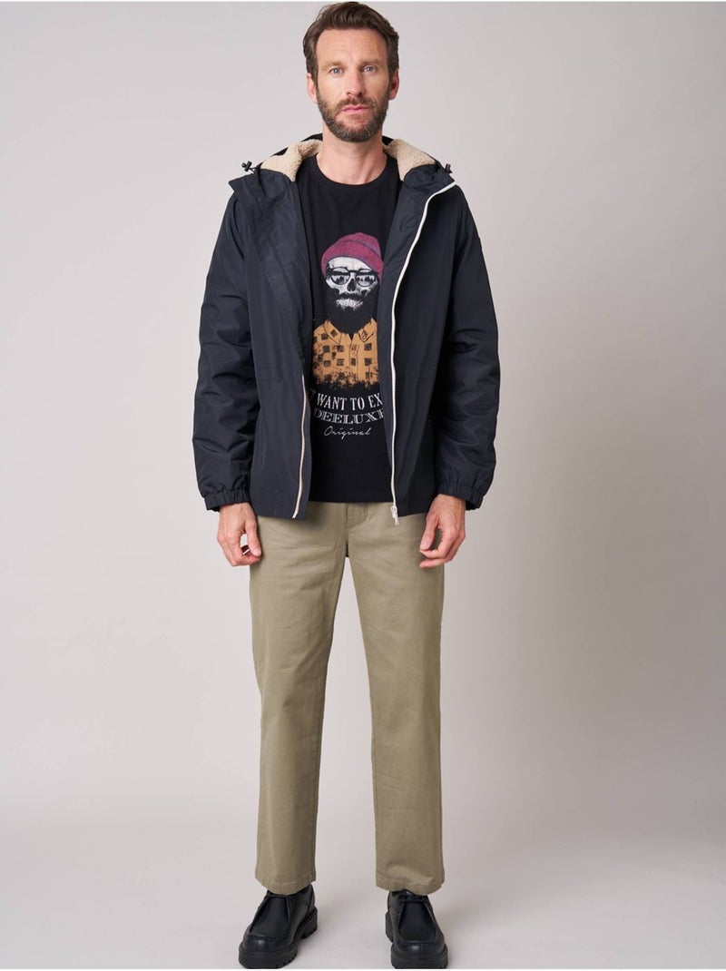 Blouson regular homme doublé en sherpa 'deeluxe' Noir - Kiabi