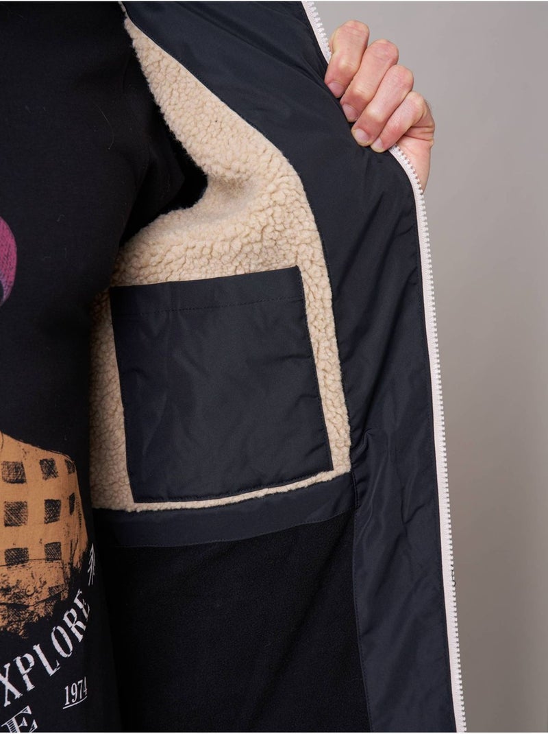 Blouson regular homme doublé en sherpa 'deeluxe' Noir - Kiabi