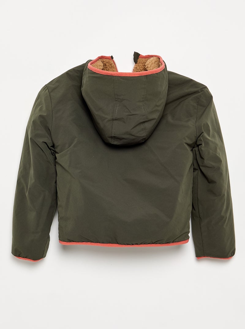 Blouson réversible avec un côté effet moutonné Beige - Kiabi