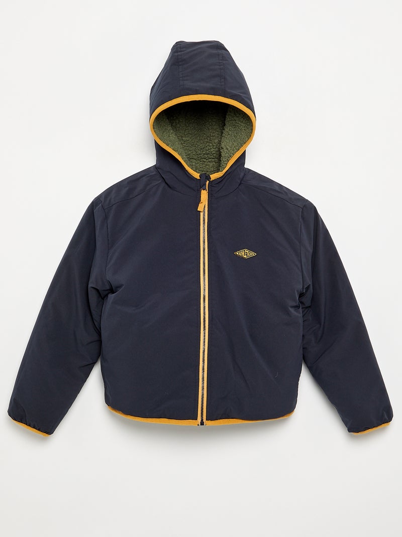 Blouson réversible avec un côté effet moutonné Kaki - Kiabi
