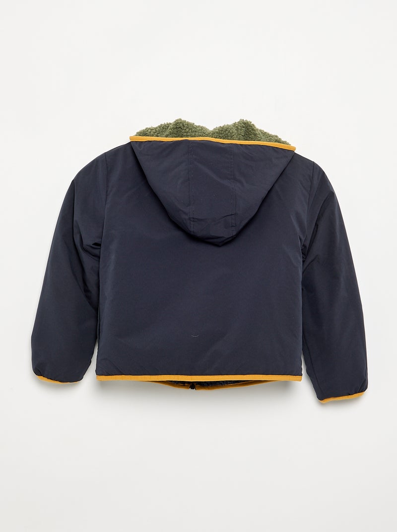 Blouson réversible avec un côté effet moutonné Kaki - Kiabi
