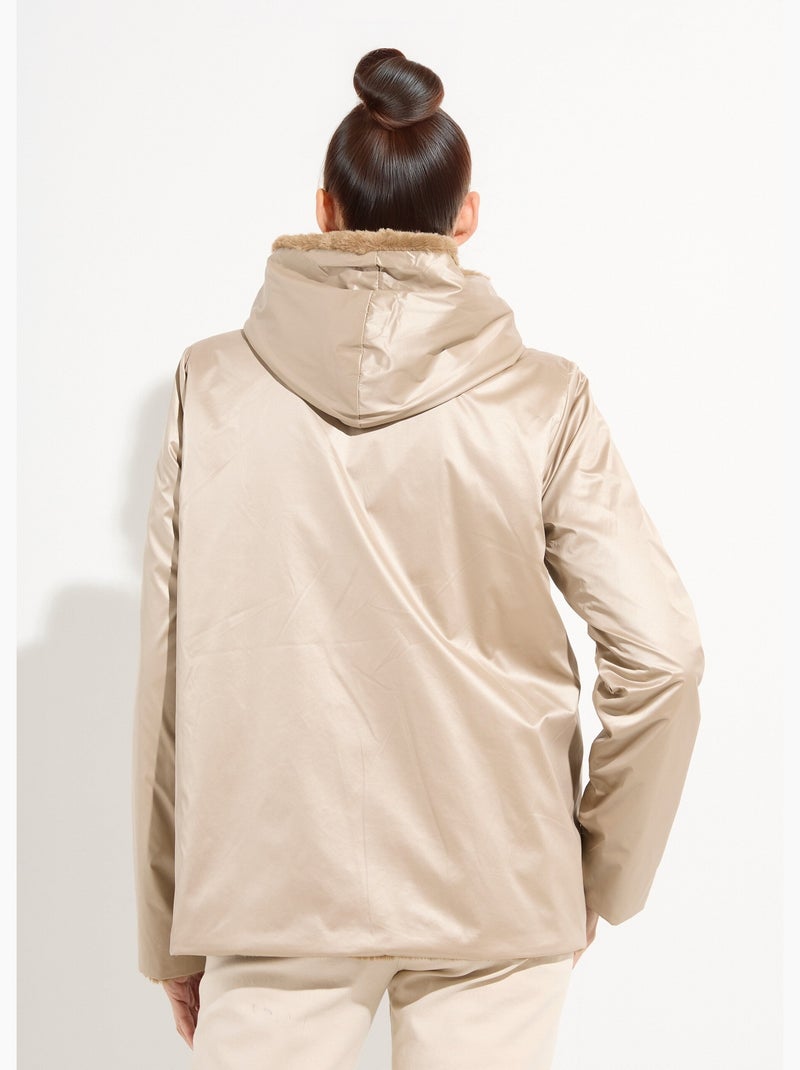 Blouson réversible déperlant et fourrure - AFIBEL Sable - Kiabi