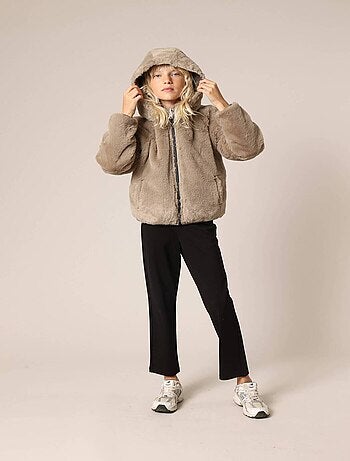 Blouson réversible métallisé et imitation fourrure pour fille
'Deeluxe'