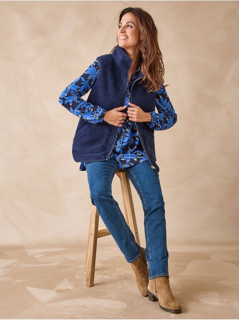 Blouson sans manches moutonnée détente - DAXON Bleu marine - Kiabi