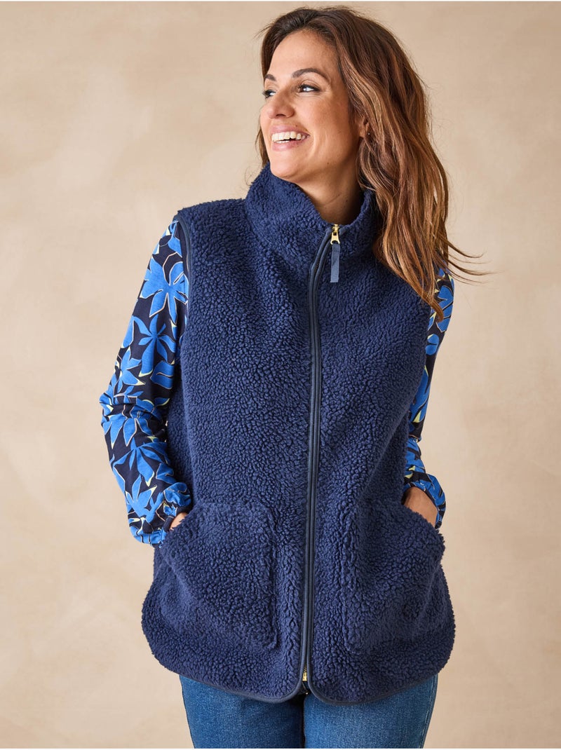 Blouson sans manches moutonnée détente - DAXON Bleu marine - Kiabi