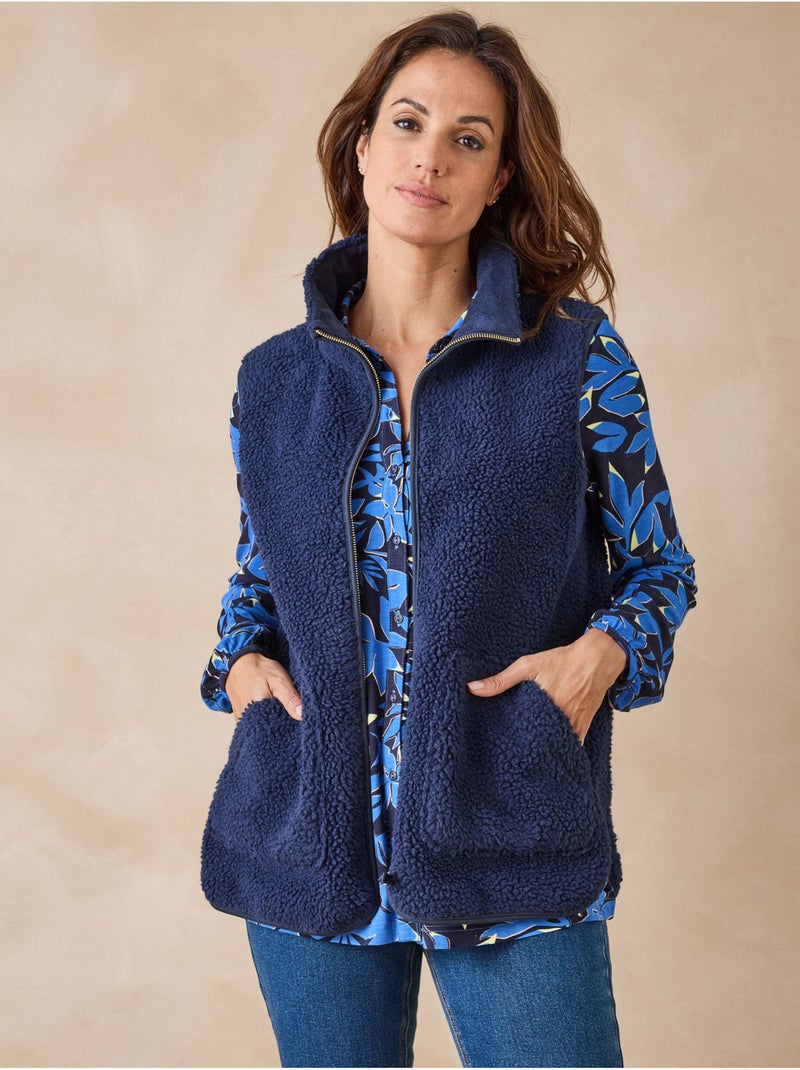 Blouson sans manches moutonnée détente - DAXON Bleu marine - Kiabi