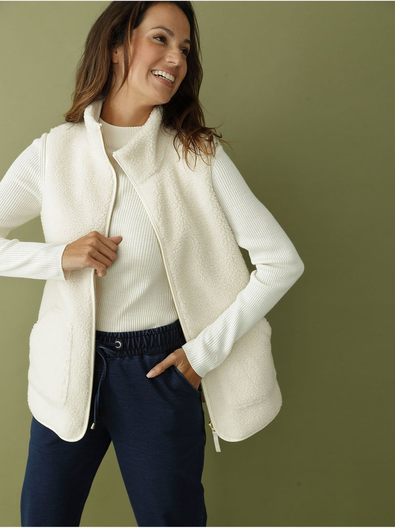 Blouson sans manches moutonnée détente - DAXON Ecru - Kiabi