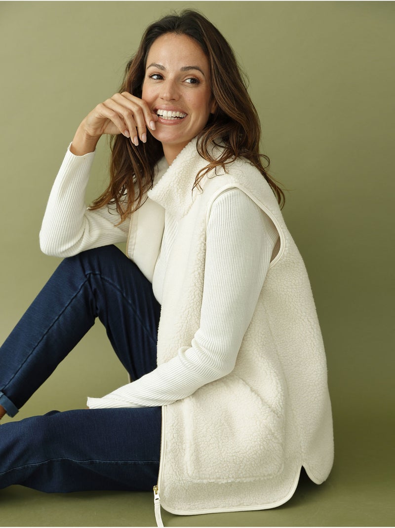 Blouson sans manches moutonnée détente - DAXON Ecru - Kiabi